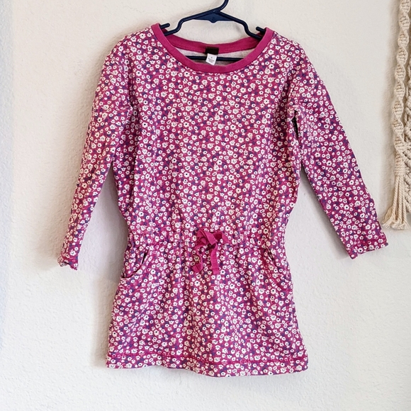 Tea Collection Ditsy Willow Dotty Drawstring Dress Floral Red Pink Purple Sz 5 - Picture 7 of 15
